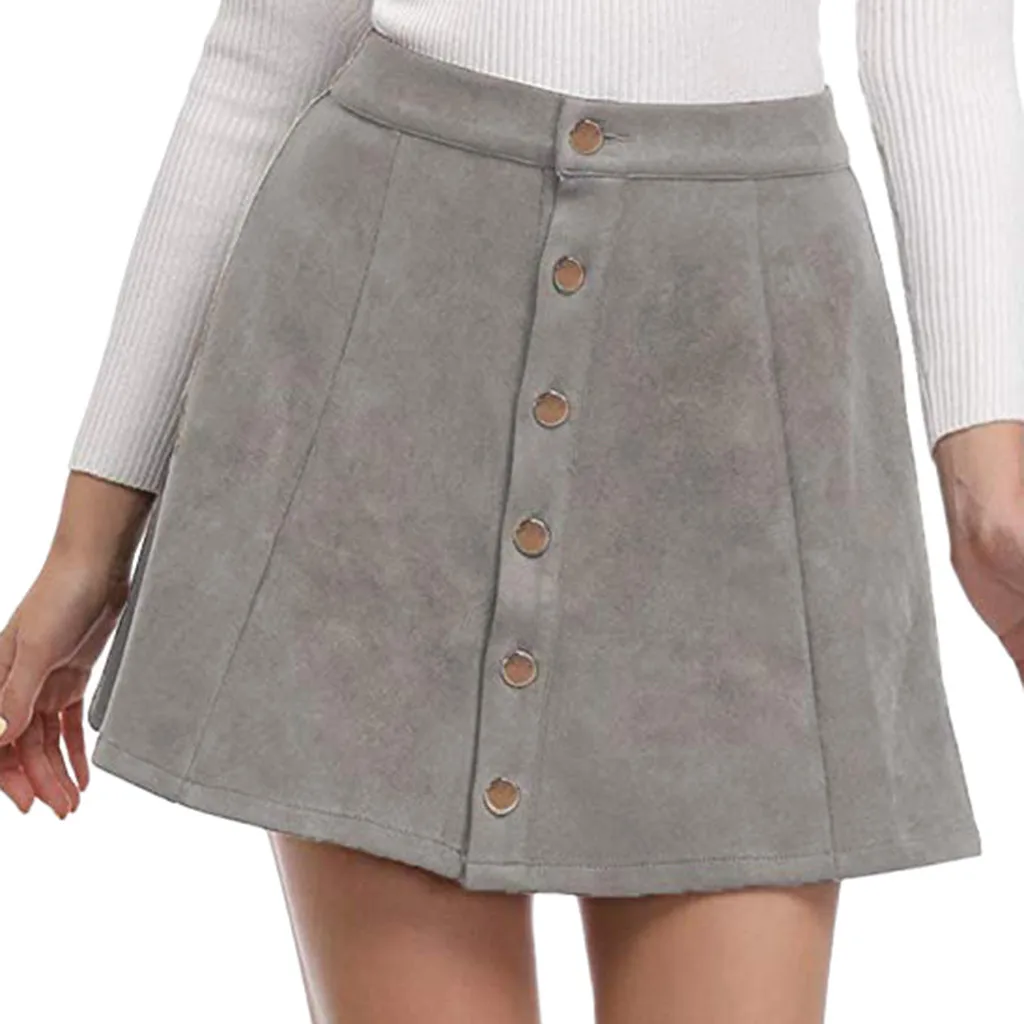 Jaycosin юбка женская Уличная Повседневная замшевая юбка на пуговицах с оленем короткая простая трапециевидная короткая мини-юбка женская простая повседневная юбка