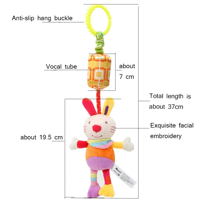 Детская Мобильная игрушка-погремушка для детей 0-12 месяцев, детская кроватка с мультяшным животным, мягкие Висячие колокольчики, плюшевые игрушки для новорожденных детей