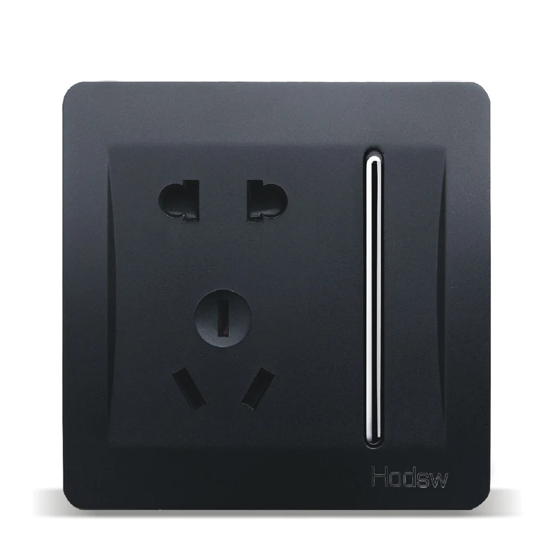 

Household Wall Switch Power Socket, 86 Type Concealed Black, A Five-Hole Switch Socket Panel, PC 220V 10A