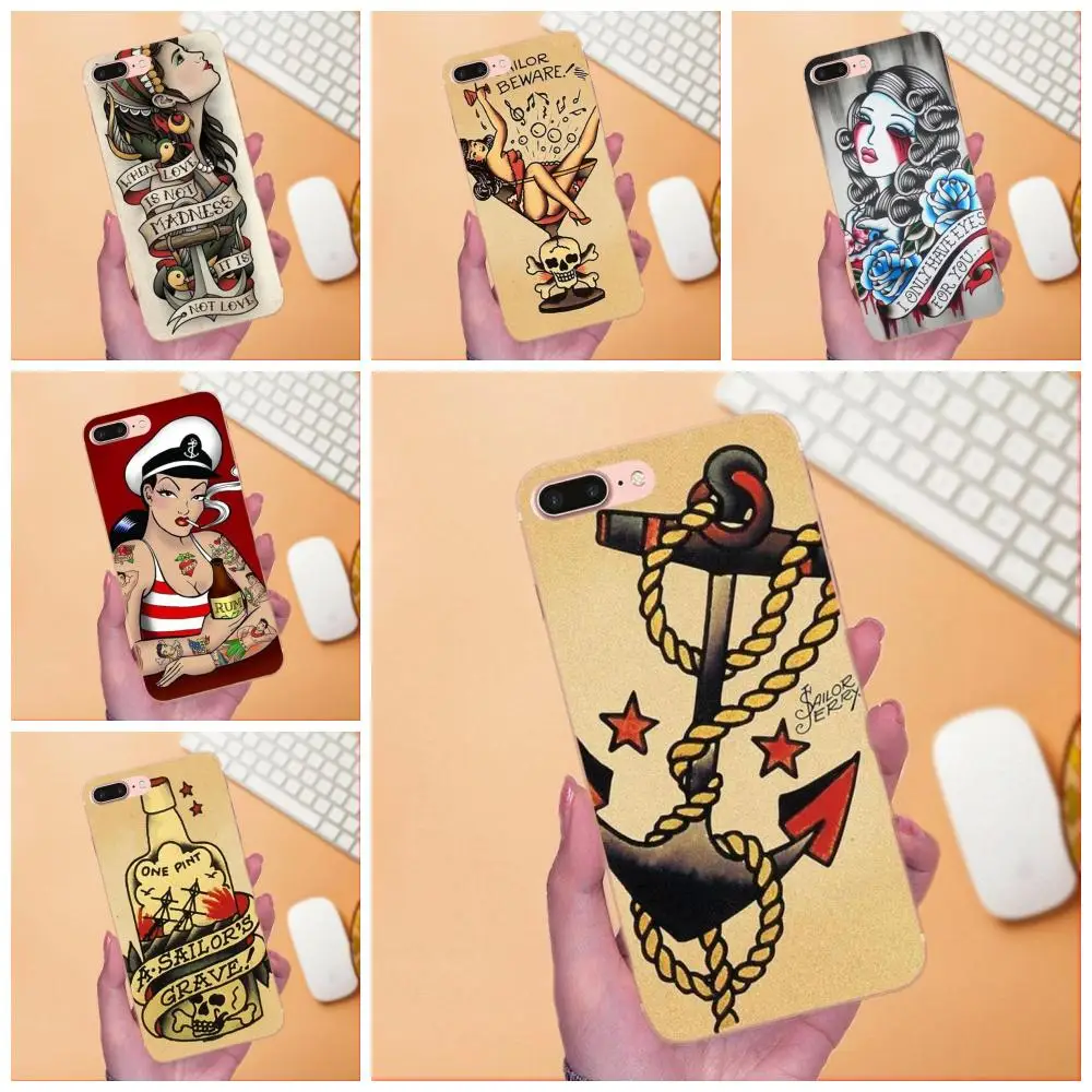 

TPU Cover Sailor Jerry Tattoo For Huawei Mate 7 8 9 10 20 P8 P9 P10 P20 P30 Lite Plus Pro 2017