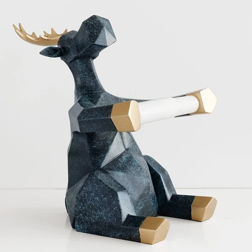 Скульптура из смолы, слон, олень, современное искусство, статуэтки для украшения с салфеткой, статуэтка, животное, ремесло, домашний декор для стола - Цвет: Deer Texture Blue