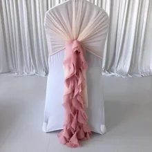 100 шт. предварительно связали Romatic вуаль шифон стул створки Раффлед Банкетный чехол и капот Cruly Willow