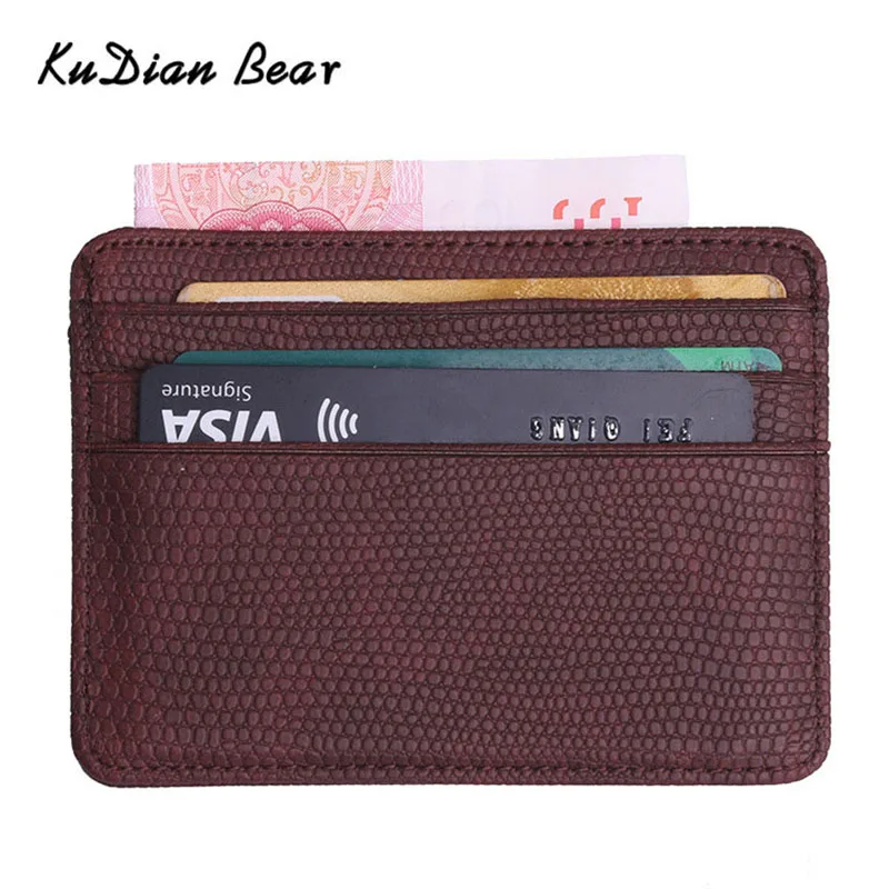 KUDIAN BEAR кожаный тонкий мужской держатель для карт брендовый дизайнерский