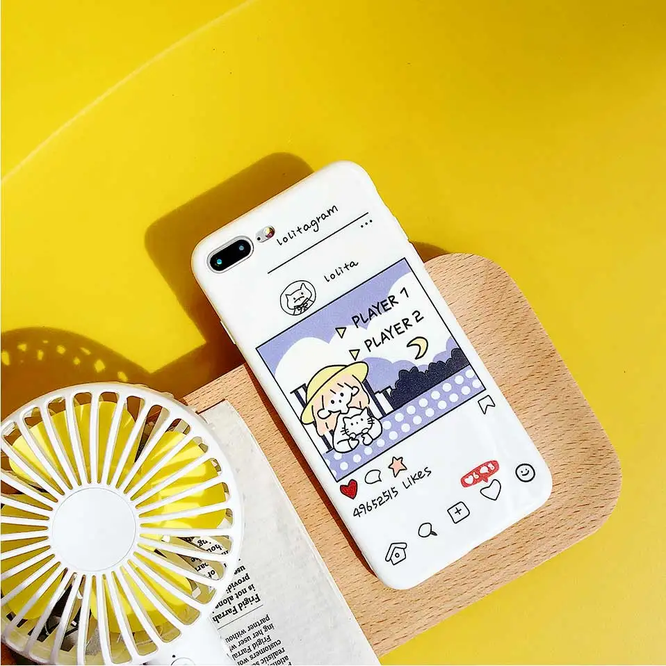 White silicone cartoon protective case For iPhone 6 6S 7 8 Plus Phone Case X Funda 6s Capa Covers |