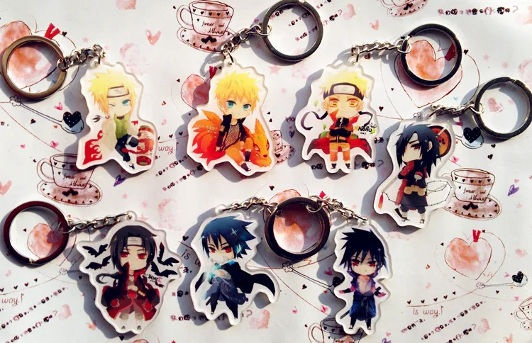 

1pcs Anime Naruto Akatsuki Kunai Uzumaki Naruto Uchiha Sasuke Pendants keychain Keyrings Key Holder Llavero