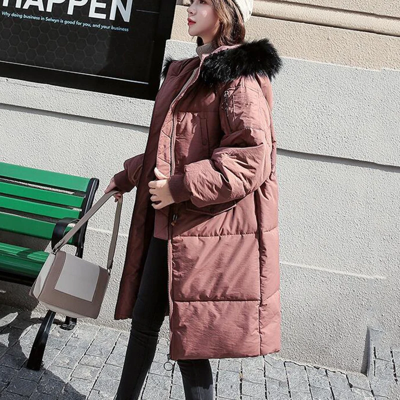 ##BUY 2019 New Korean version Winter Fur collar hooded jacket Women Large size thickening Warm High Quality Bat sleeve coat cc609