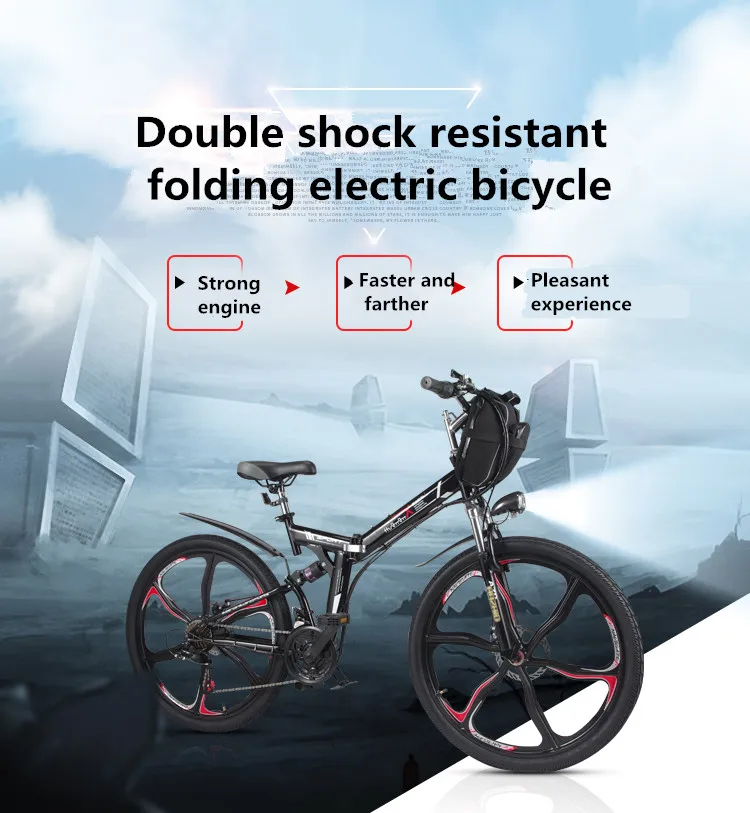 Perfect High quality 26 inch electric bicycle 48V350W folding electric vehicle mountain bike lithium battery electric vehicle battery 0