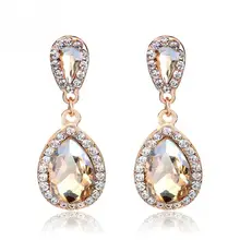 Women Hollow Out Champagne Gold Crystal Long Drop Earrings Teardrop Bridal Party Wedding Dangle Earring Jewelry Gift #5 Women Hollow Out Champagne Gold Crystal Long Drop Earrings Teardrop Bridal Party Wedding Dangle Earring Jewelry Gift #5