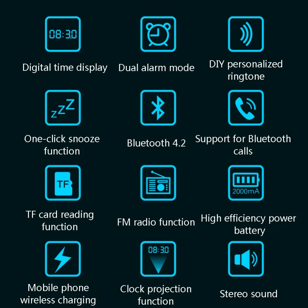 Цифровой будильник, светодиодный, Погодная станция, настенный, для помещений, улицы, температура, FM радио, беспроводной Bluetooth динамик, плеер, USB зарядное устройство