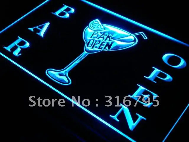 

s031 Bar Open Beer Cocktails Pub LED Neon Light Sign On/Off Switch 20+ Colors 5 Sizes
