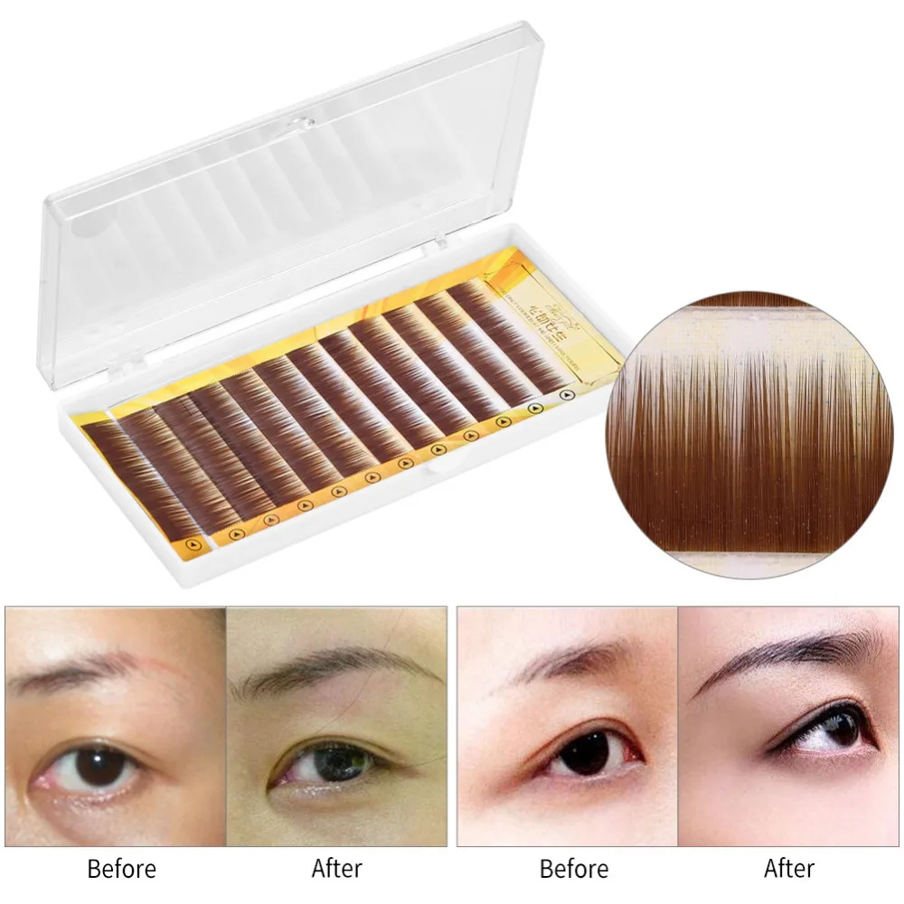 

12pcs/set Mixed False Eyebrow Extension perfectly curved Dark Brown Fake Eyebrow Enhancer False Eyelashes False Eyelash tools