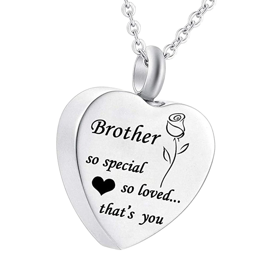 MagiDeal Rose Flower Print Urn Ashes Holder Keepsake Memorial Dad Son Necklace Charms
