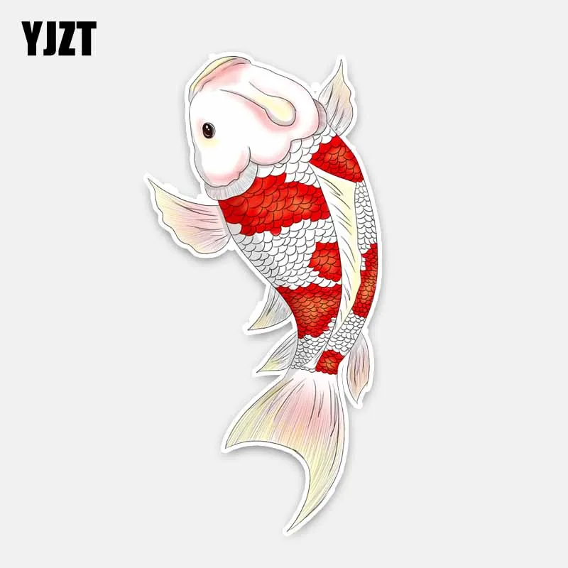 

YJZT 7.8CM*16.2CM Fashion Red With White Koi Carpr Waterproof Decal Car Sticker PVC 5-0236