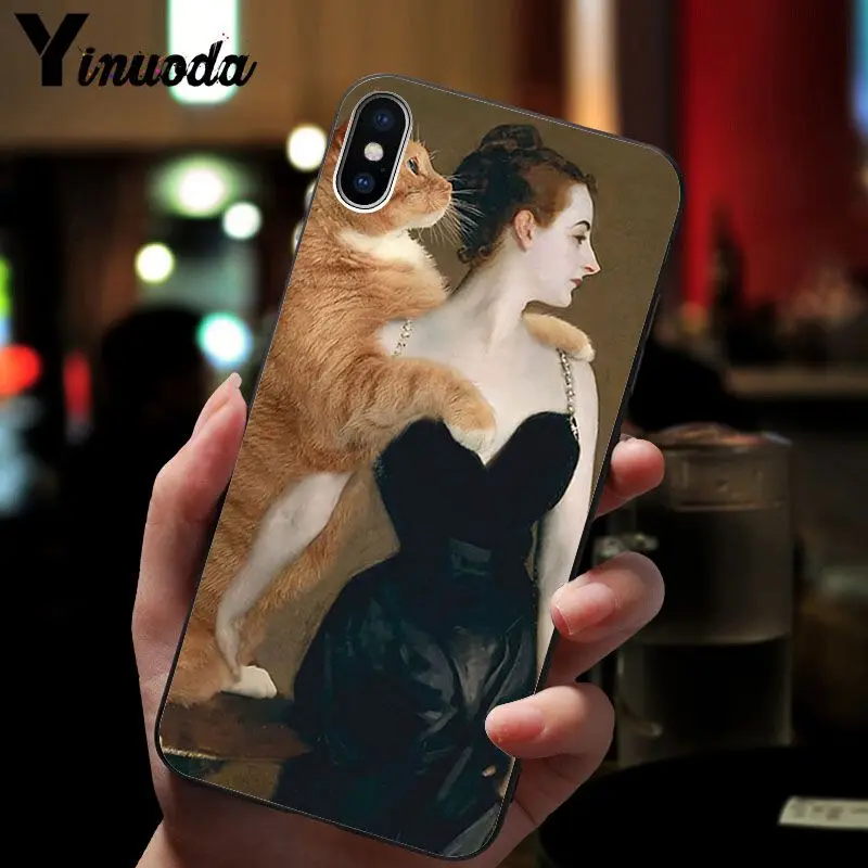 Yinuoda Известный рисунок Оранжевый кот Мягкий Силиконовый ТПУ чехол для телефона для iPhone 6S 6plus 7plus 8 8Plus X Xs MAX 5 5S XR