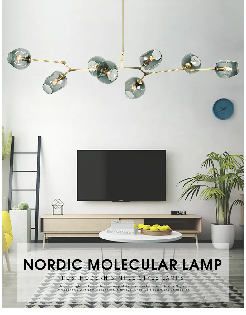 

Nordic chandelier post modern creative network red magic beans molecular lights home living room chandelier bedroom restaurant l