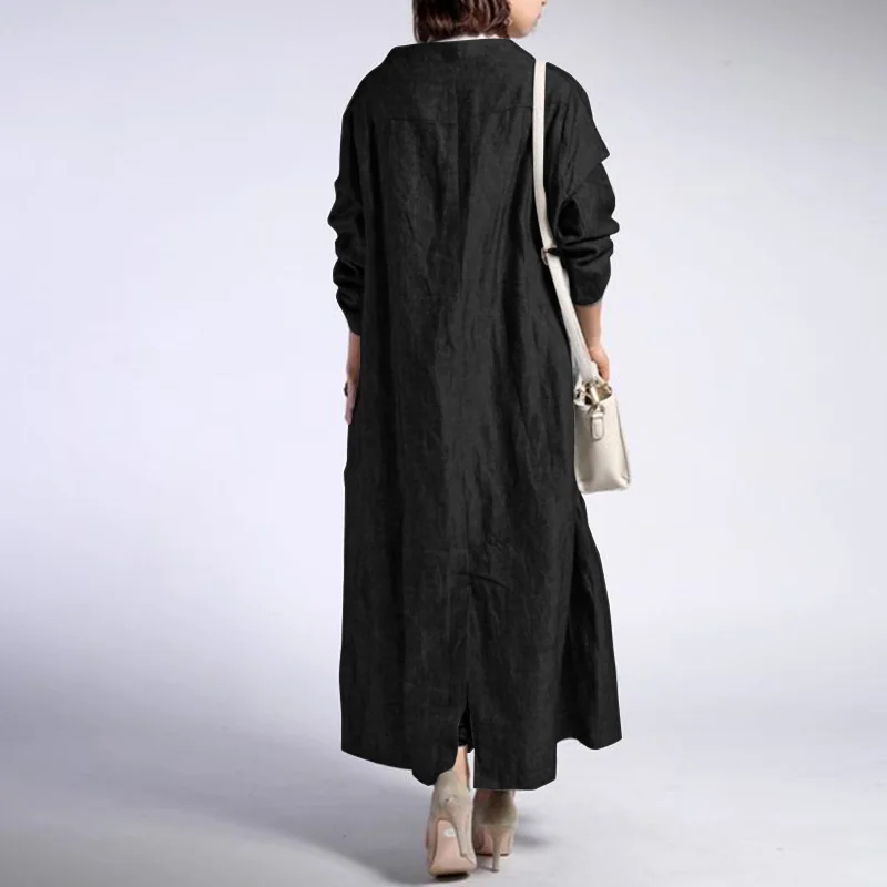 ZANZEA весеннее Женское пальто, винтажное повседневное однобортное длинное женское пальто на пуговицах с длинным рукавом, тонкая верхняя одежда размера плюс