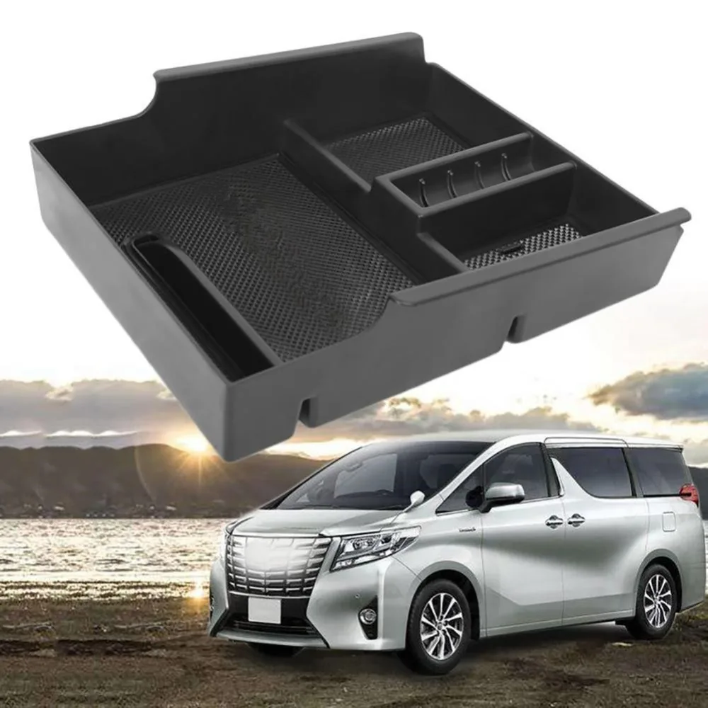 

Interior Styling Car Organizer Central Armrest Plastic Storage Box Container Tray 2016 2017 2018 For Toyota VELLFIRE 30 Alphard