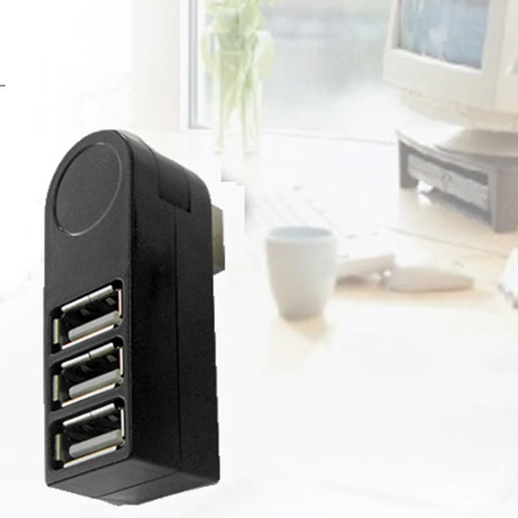 

Portable 3 Ports USB 2.0 Mini 270 Degree Rotatable Splitter PC Notebook Laptop Adapter Hub