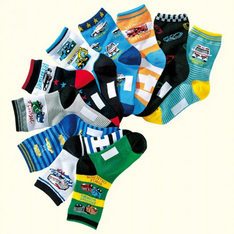 10 pairs/lot 4 12 years kids socks cartoon 100 cotton boys socks high