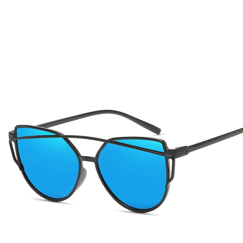 Новинка, кошачий глаз, солнцезащитные очки для женщин, фирменный дизайн, модные оттенки, очки с двойными лучами, зеркальные солнцезащитные очки для женщин, UV400