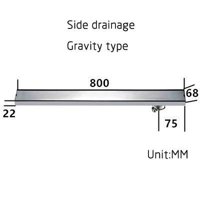 SUS нержавеющая сталь ванная комната квадратный Невидимый прямоугольник гравитационного типа напольные стоки душевая комната лайнер слив FD816 - Цвет: Side drainage 80cm