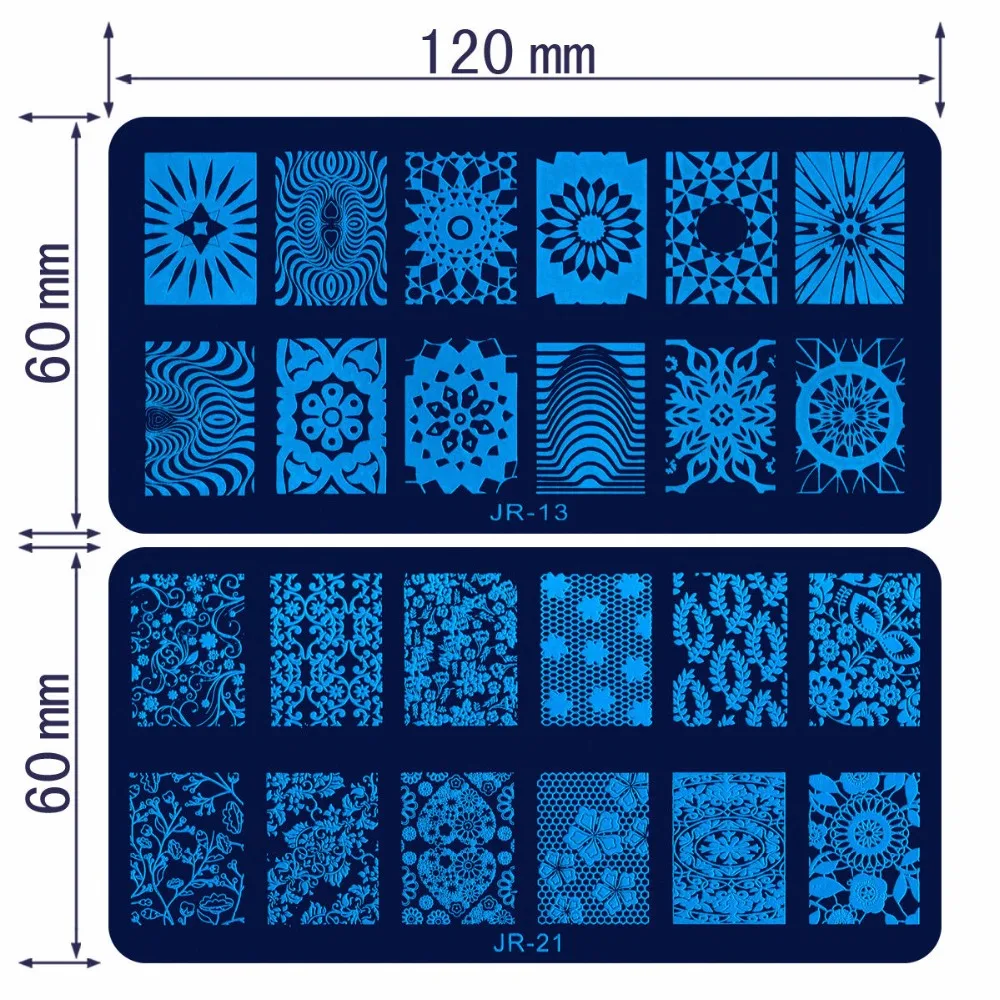 Высокое качество JR01-30 6*12 полная пластина с изображениями для нейл-арта ногтей красоты штамп для ногтей диск 6*12 см, 30 дизайн ногтей штамповки шаблон