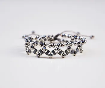 

grey tila seed beads grey crystal bracelet for woman