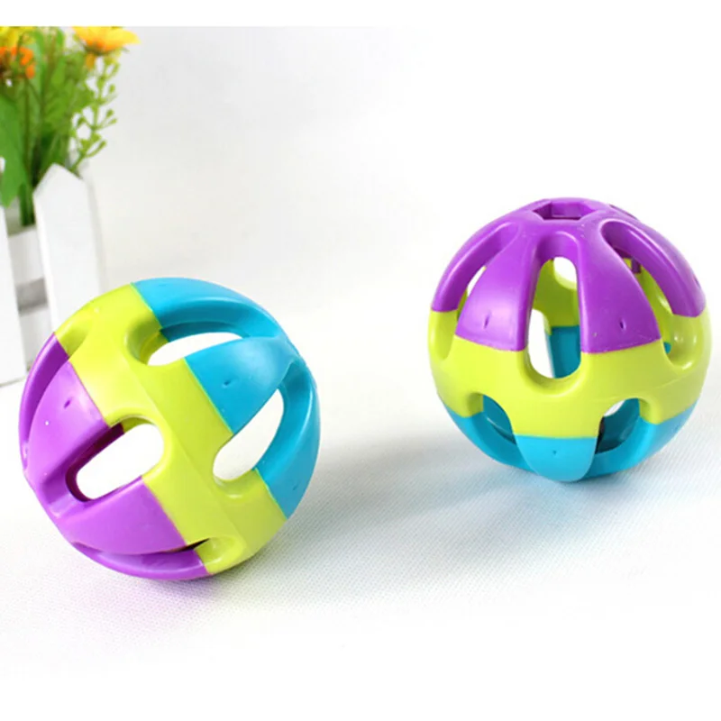 

Eshylala 1Pc Colorful Rubber Round Ball with Small Bell Toy Dia Pet Dog Cat Toy 7.5cm