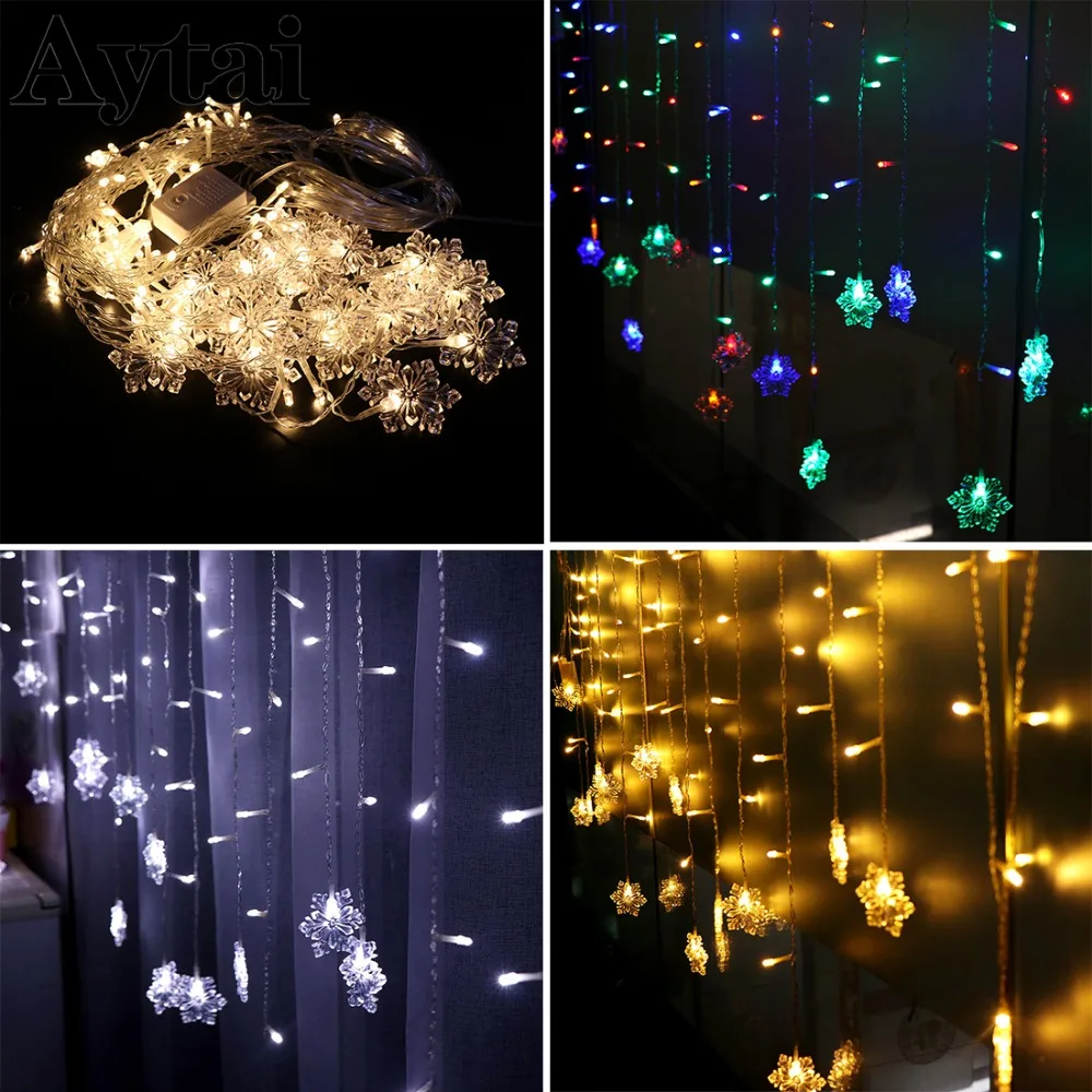 

OurWarm 4M Christmas Garland LED Curtain Snowflower String Light Wedding Party Patio Window Outdoor String Light Decoration