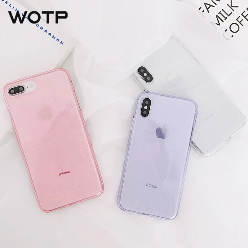 Блестящий Мягкий чехол WOTP для iPhone 11 11Pro XS XR MAX 6S 7 8 Plus роскошный блестящий