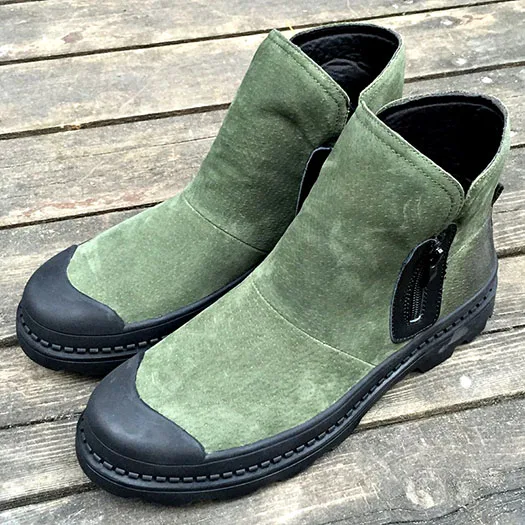 Обувь; Дизайнерские ботильоны на молнии; цвет зеленый; повседневные Замшевые Зимние Мужские ботинки в британском стиле на меху; стильные осенние черные ботинки на шнуровке - Цвет: grenn 1