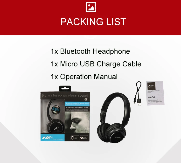 Fm Radio Nia Q1 Manual Q1 Wireless Bluetooth Stereo Music Headset - Main Image