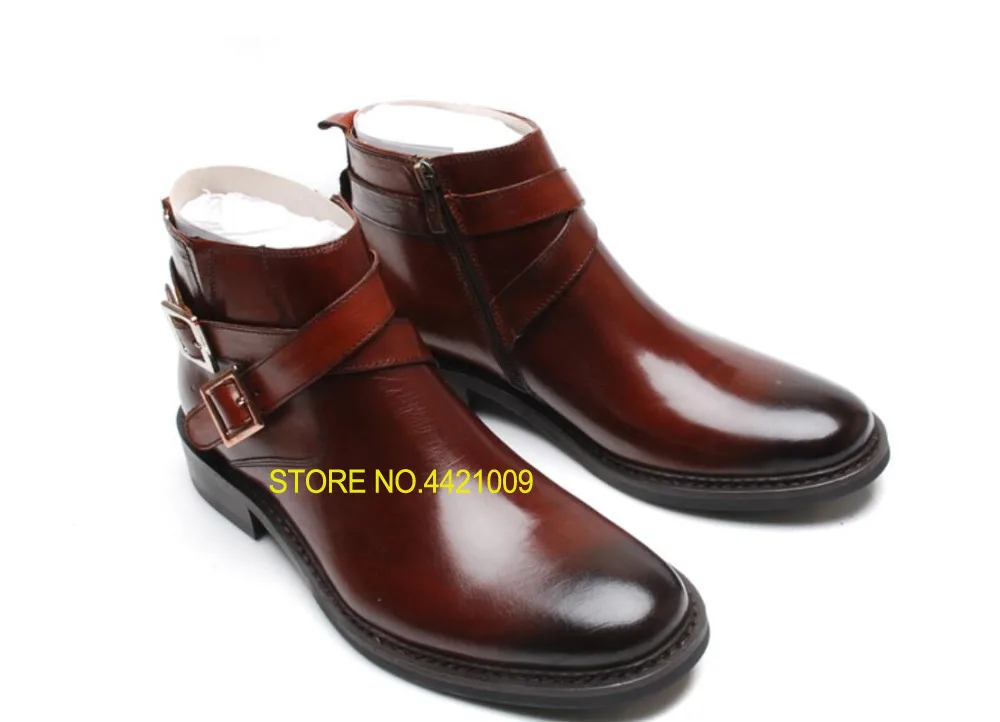 

2018 Spring Genuine Leather Men Ankle Boots Pointed Toe Autumn Military Boots Wedding Shoes Cowboy Boots Work Booties
