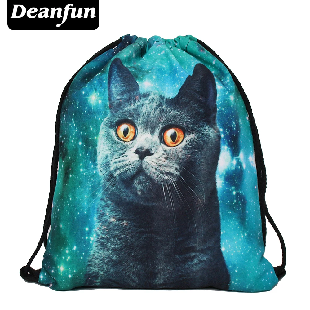 Deanfun школьные сумки с кошками модные 3D печатных Kawaii Drawstring Сумки для обувь девочек SKD 41