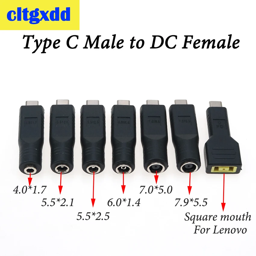 

USB Type C Male to 5.5 x 2.5/2.1 6.0*1.4 7.4*5.0 7.9*5.5mm Female DC Power Charge Adapter for Lenovo HP DELL Adapter Laptop