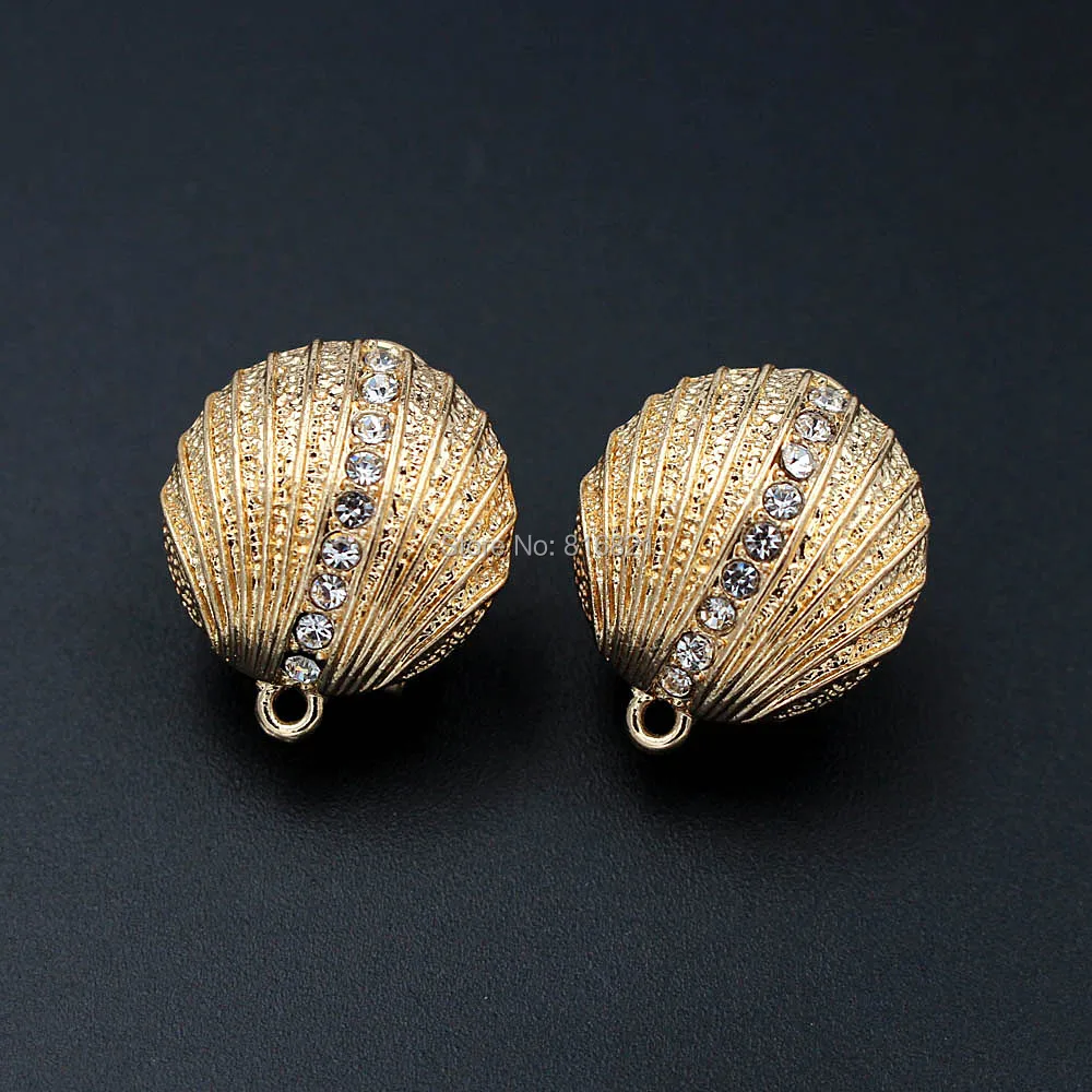

Earrings Post with Loop Hanger Paved Rhinestone CZ Shell Shape Base DIY Retro Clip Stud Earrings Jewelry Findings 18mm