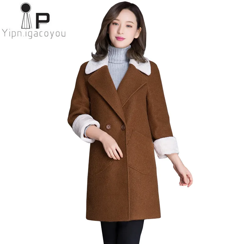 Autumn Long Wool Coat Women Blend Woolen 2019 Plus size Winter Female Jacket Thicken High Quality Elegant Outerwear | Женская одежда