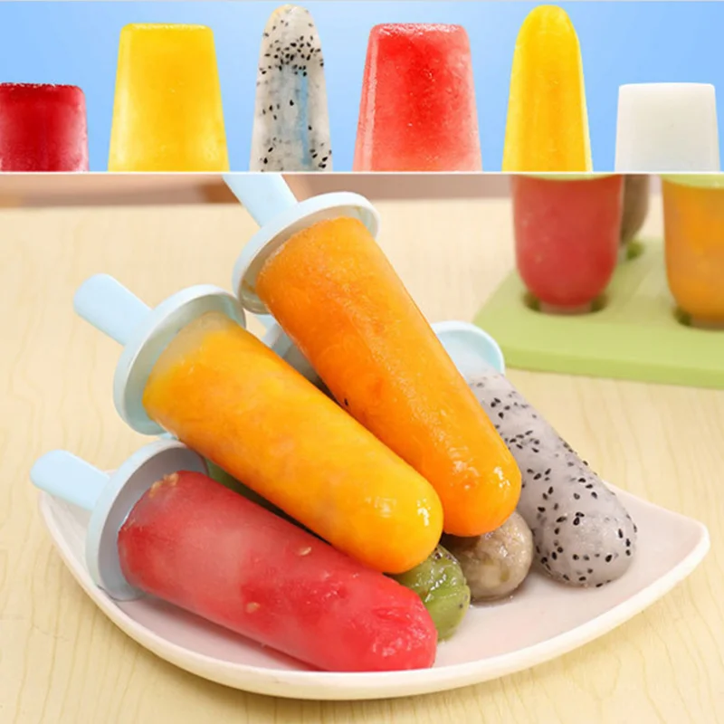 

6Pcs Ice Cream Popsicle Molds Cooking Tools Rectangle Shaped Reusable DIY Frozen Ice Cream Pop Baking Moulds