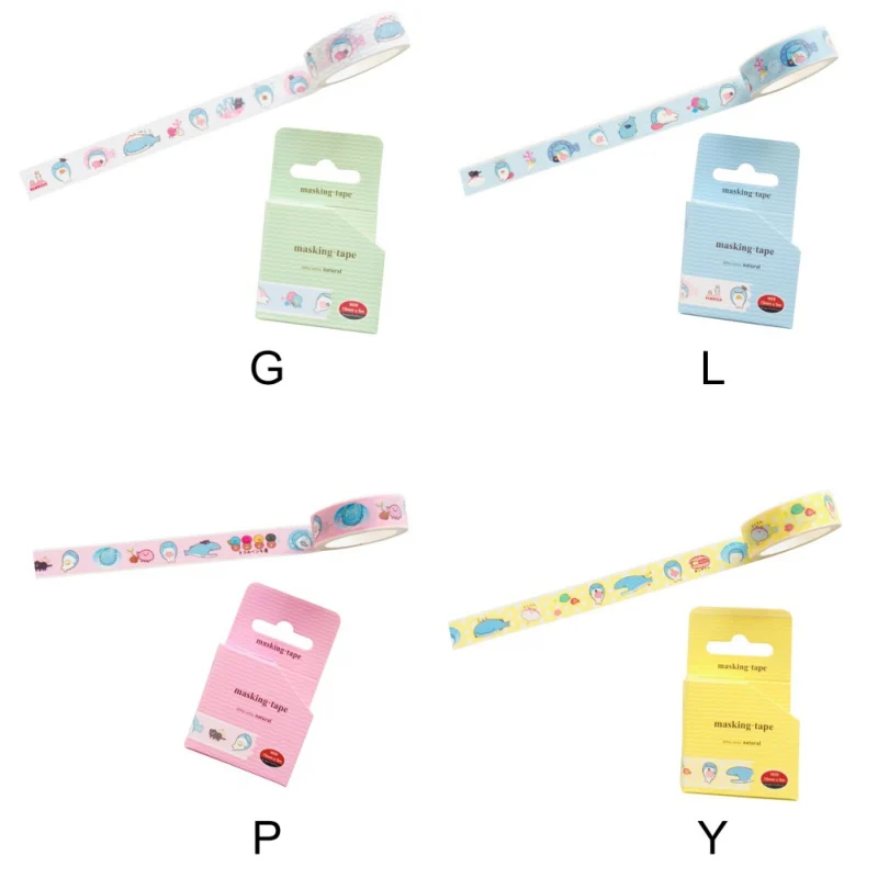1 рулон с рисунком Кита из мультфильма Washi клейкая лента декоративная клейкая лента для декоративно-прикладного искусства DIY подарочная упаковка Скрапбукинг