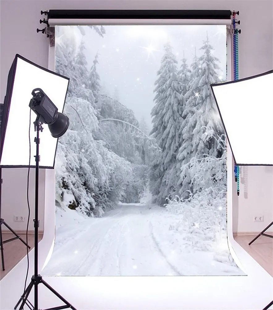

Photography Backdrop Bokeh Halos Merry Christmas Rural Snow Scene Happy New Year Photo Background