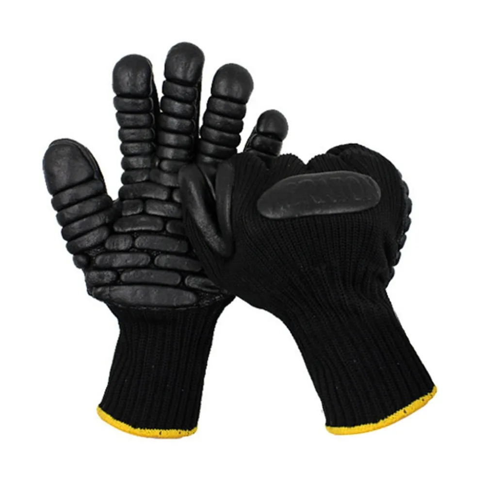 

1 Pair Gardening Black Gloves Safety Protective Labor Working Gloves Electric Drill Shockproof Wear Resistant Industrial Gloves