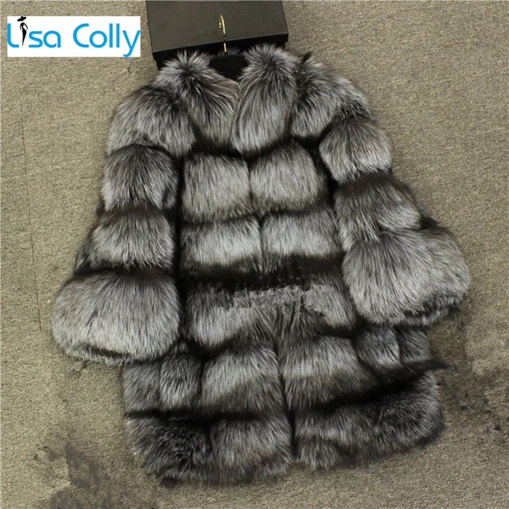 Lisa Colly Women Winter Coat Jacket New Faux Fur Long Coat Jacket Fur Coat Overcoat Thick Warm Outerwear Fox Fur Coat Jacket