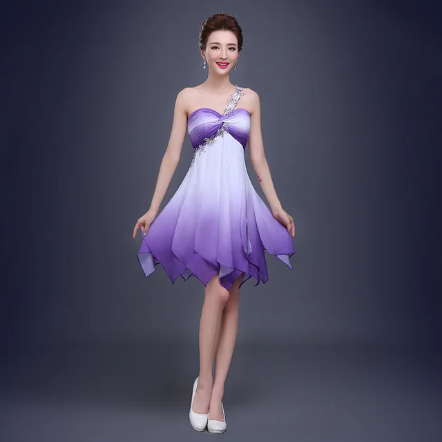 Chiffon One Shoulder Purple Prom Dress