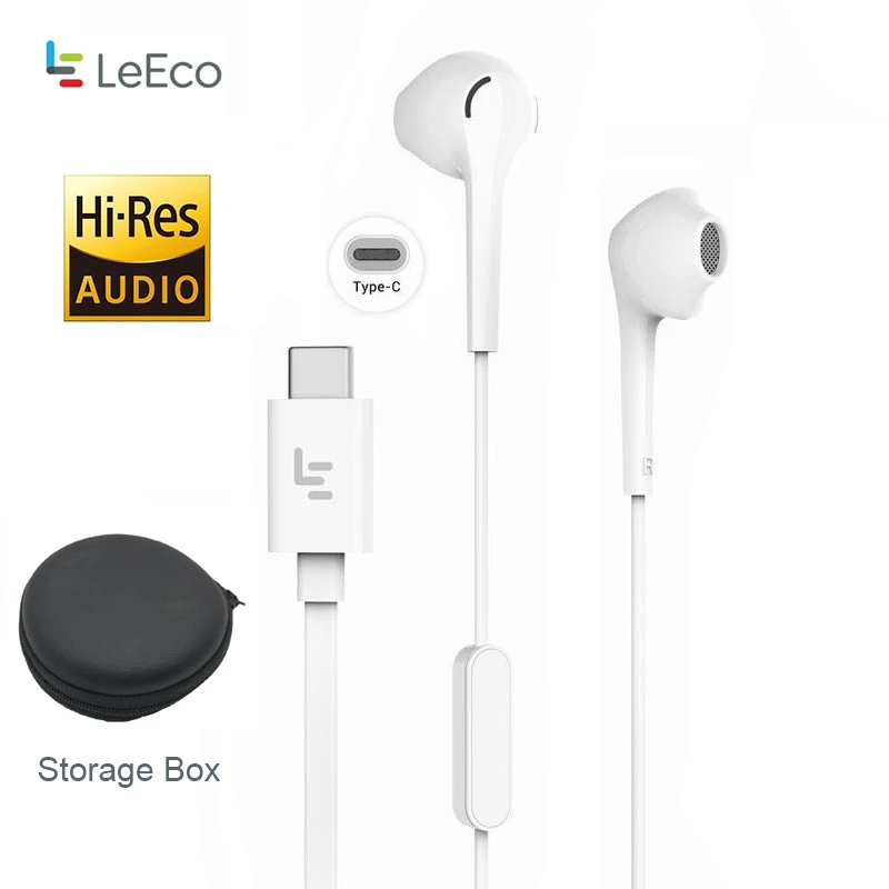

LeTV Leeco CDLA Type-C Earphone Add Touch U holder Black Storege Box Keeper Hi-Res 96K/24bit output In-Ear Headset LePDH401CH