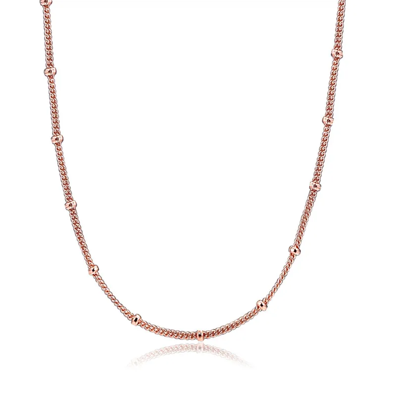 

Fashion Rose Golden Collection Beaded Chain Necklace 2019 New Spring Jewelry Silver 925 Sterling Necklaces for Women Based Chain