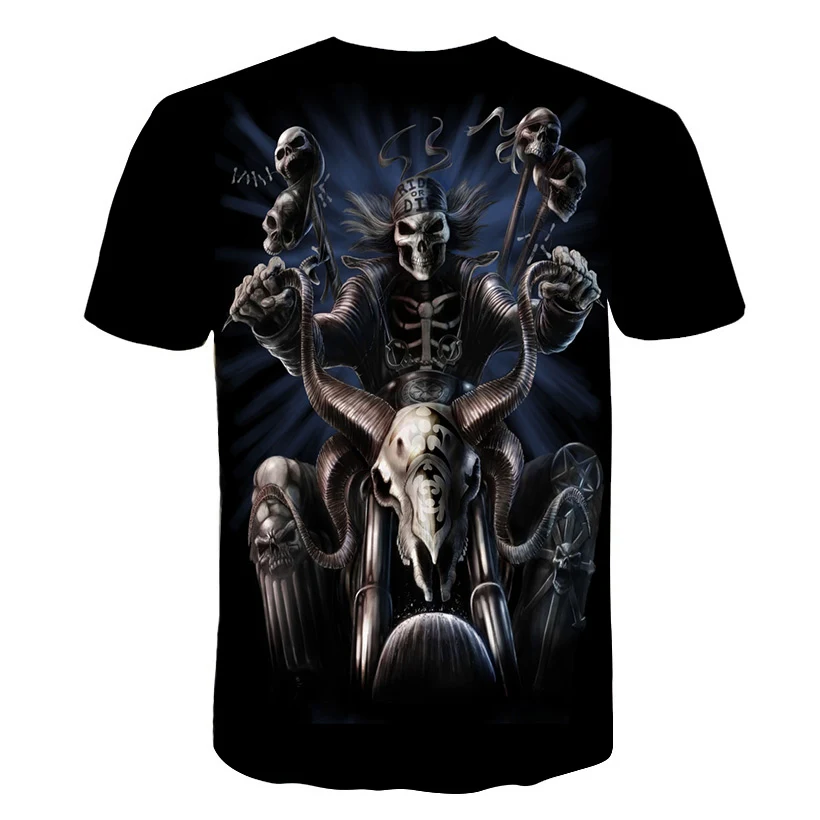 Skull T Shirt Men Black Tshirt Funny Punk Rock Clothes Military 3d Print T-shirt Hip Hop Mens Clothing Summer Streetwear