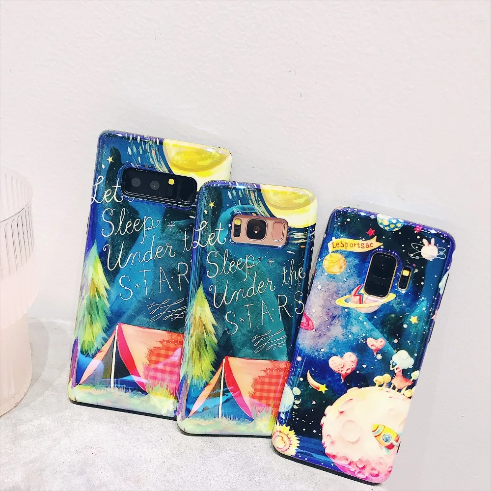 

Blu-ray Fairytale Universe Love-shaped Planet Colorful Stars for Samsung Galaxy Note 10 Plus S10 plus S8 S9 Plus NOTE 8 NOTE 9