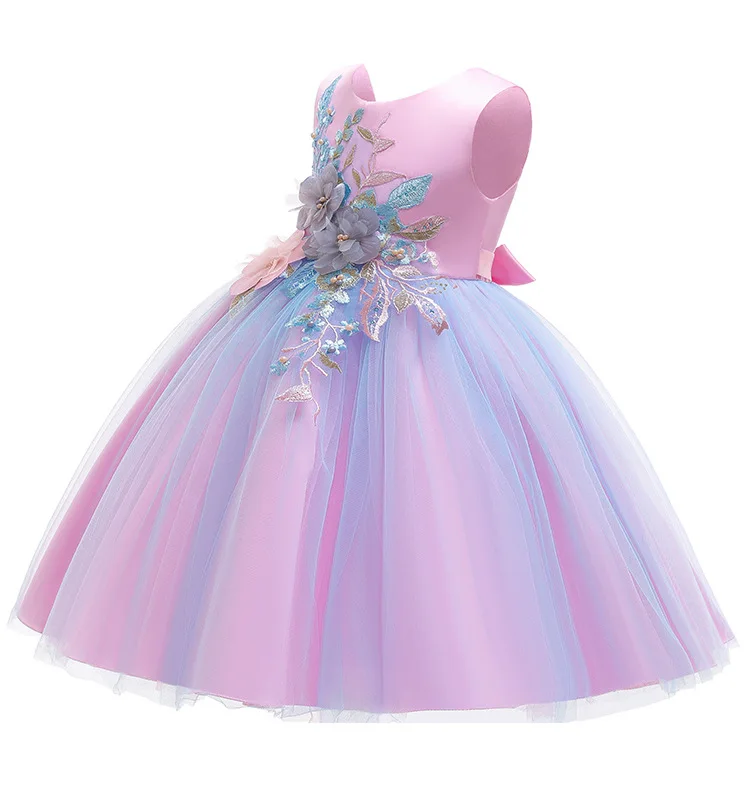 Новое длинное платье принцессы с рисунком для девочек на день рождения, свадьбу, вечеринку Детский Рождественский костюм, одежда платья для выпускного вечера от 4 до 14 лет