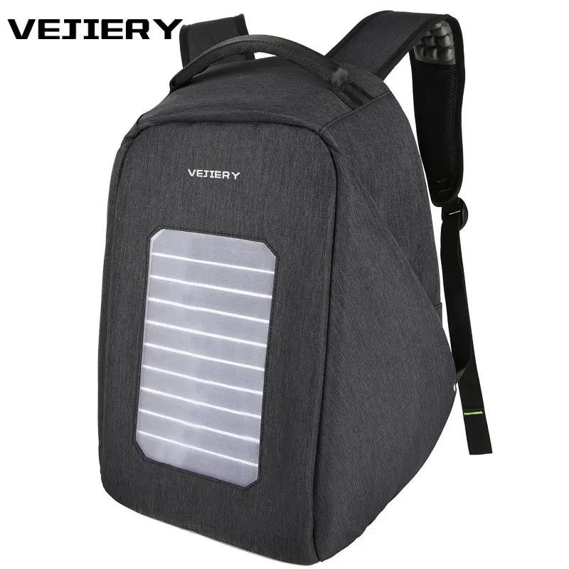 

VEJIERY Multifunction Solar Energy Men Backpack For 15.6 inches Laptop Waterproof Stundet Backpack Oxford Casual Bag Rucksack