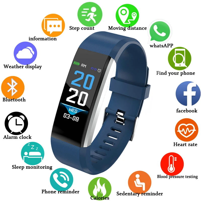 

BANGWEI Smart Bracelet Fitness Tracker Step Counter Activity Monitor Band Alarm Clock Vibration for IOS Android Men Women Watch